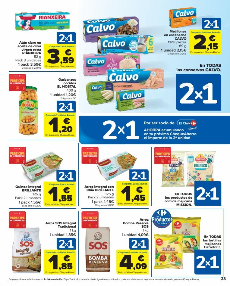 Carrefour 2x1 CLUB CARREFOUR (Alimentación) y 2-70% (Alimentación, Bazar, Textil y Electrónica)