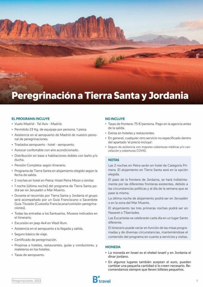 B The travel Brand Tierra Santa y Jordania, Peregrinaciones 2023