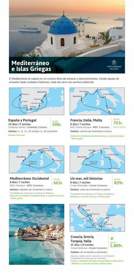 Viajes El Corte Inglés Cruceros marítimos invierno ofertas