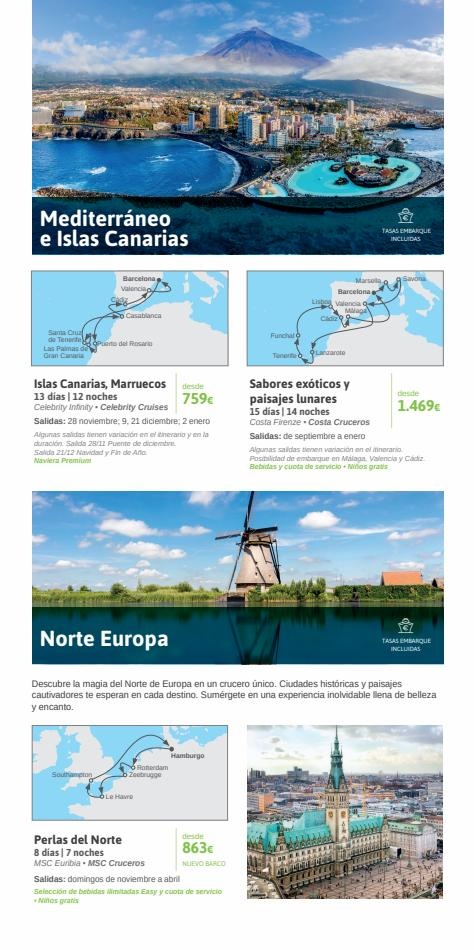 Viajes El Corte Inglés Cruceros marítimos invierno ofertas