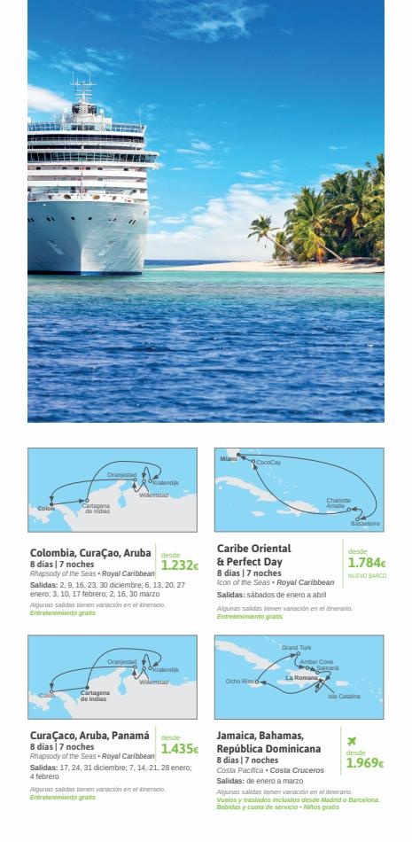 Viajes El Corte Inglés Cruceros marítimos invierno ofertas
