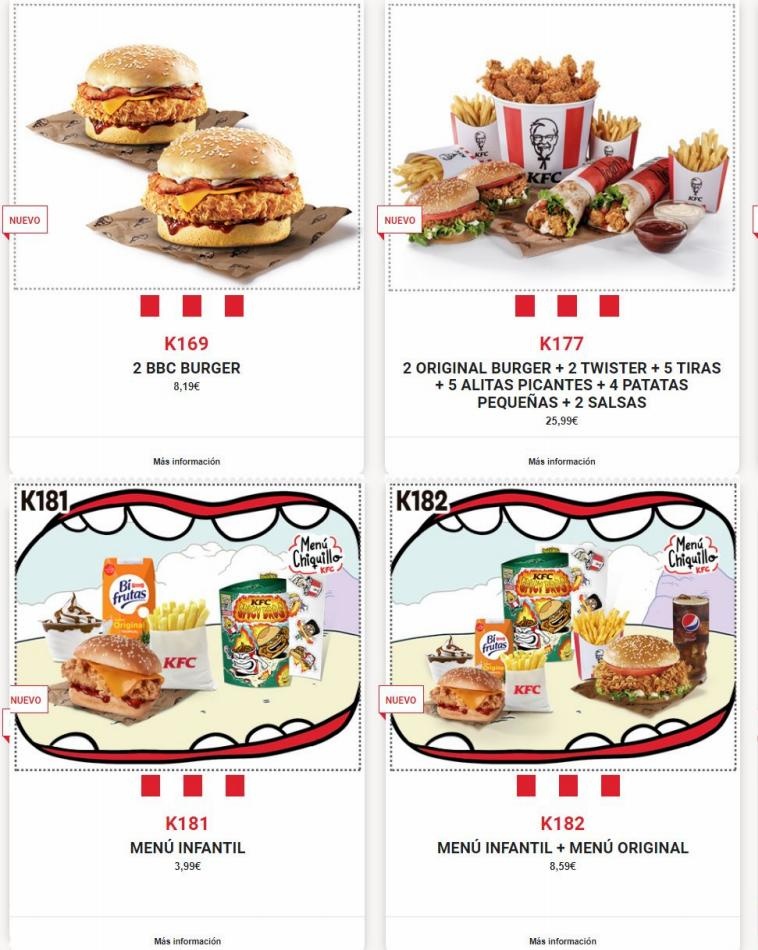 KFC Ofertas especiales KFC